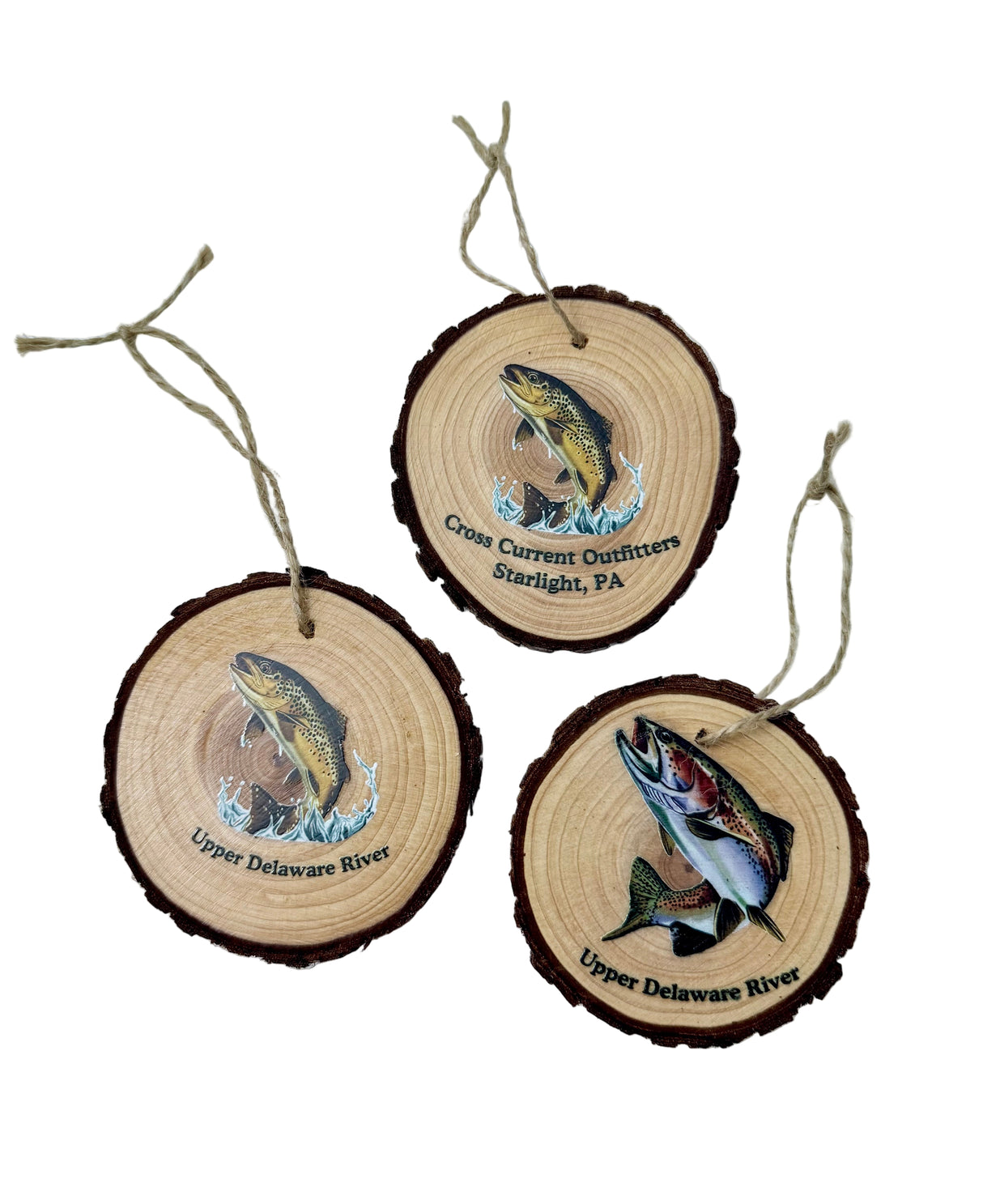 Fly Fishing Rustic Wooden Ornaments