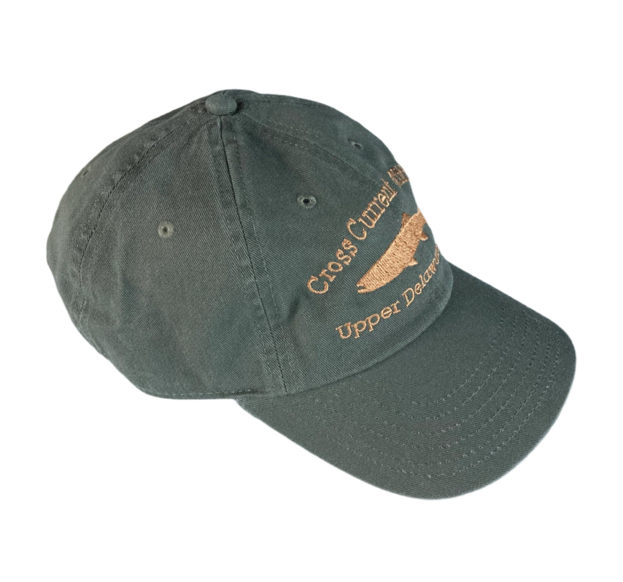 Hats embroidered with Cross Current Outfitters