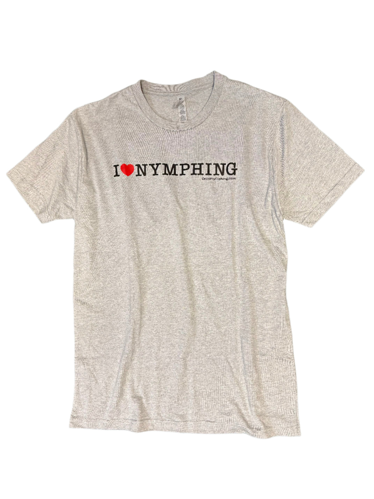 Heathered Gray "I ❤️ NYMPHING" Short Sleeve T-shirt