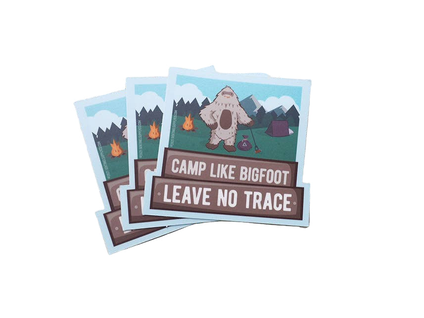 Sasquatch Sticker - 'Camp Like Bigfoot Leave No Trace'