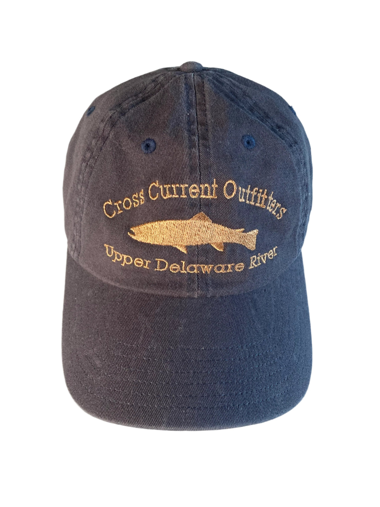 Hats embroidered with Cross Current Outfitters