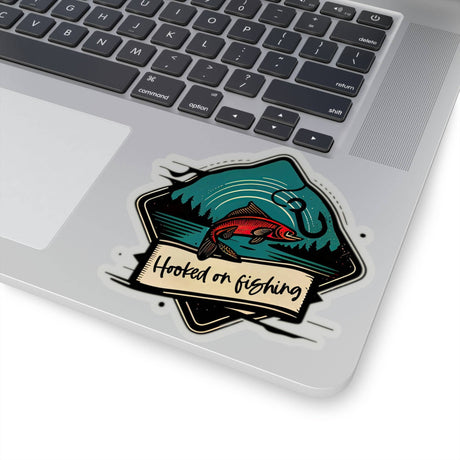 Retro Sticker - 'Hooked on Fishing'