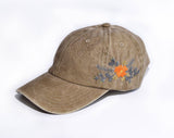 Orange Pansy Embroidered Baseball Cap