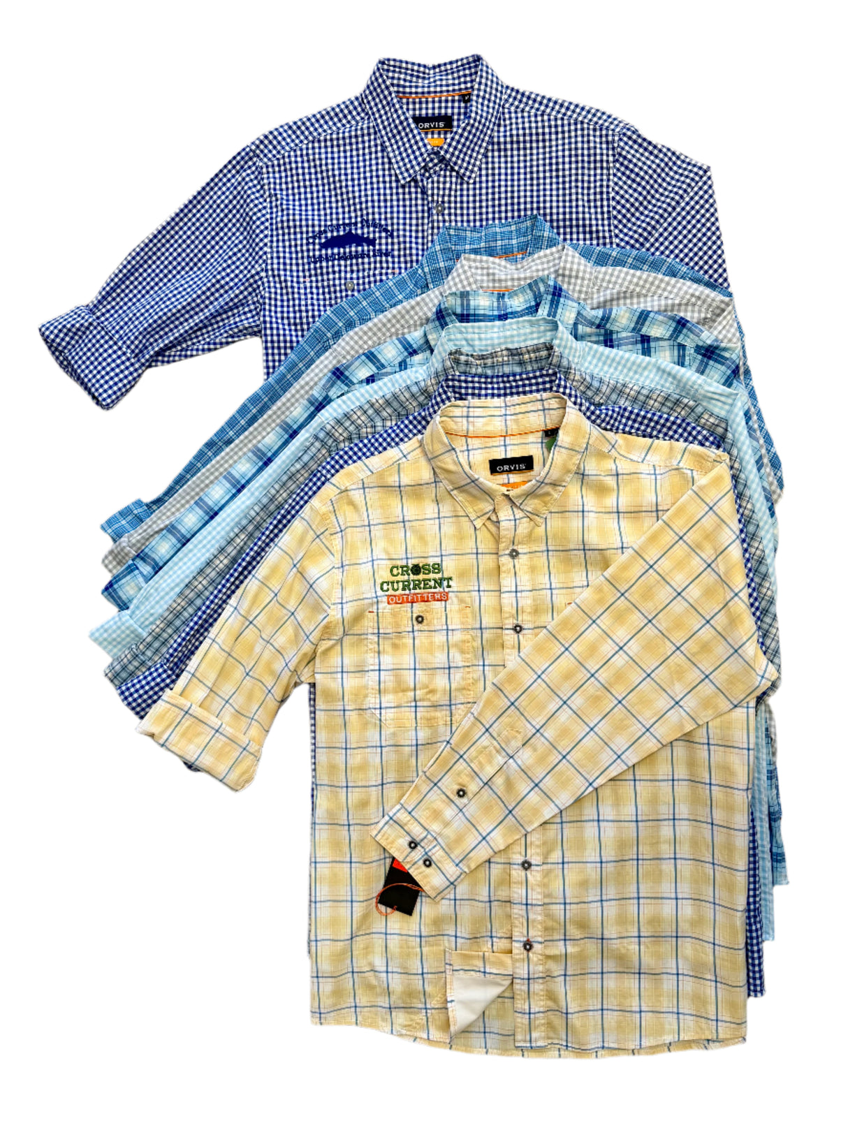 River Guide Plaid Shirts - embroidered with Cross Current - SALE