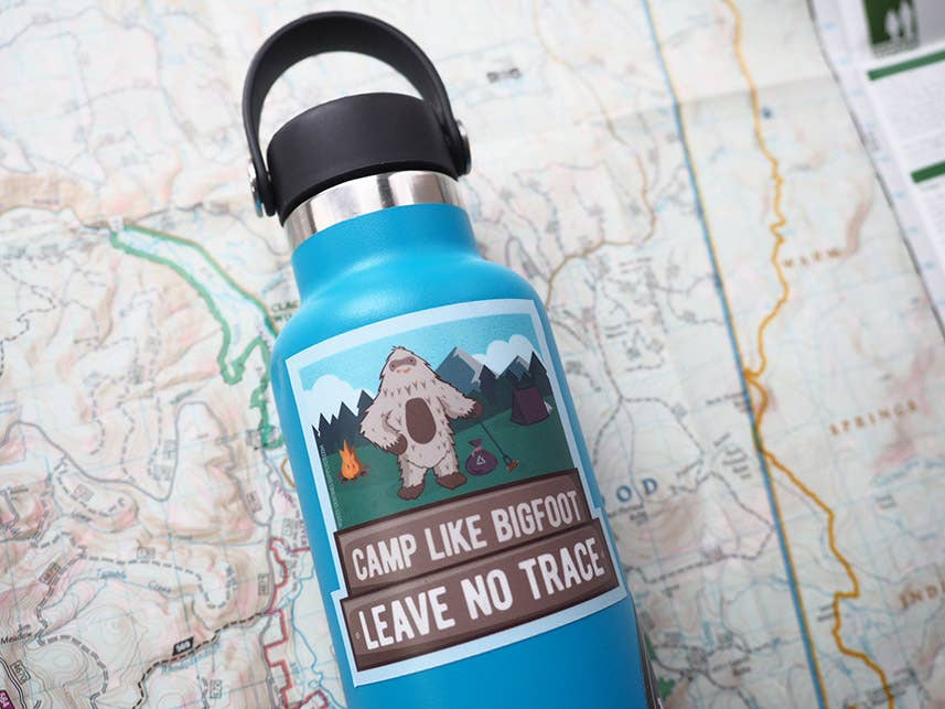 Sasquatch Sticker - 'Camp Like Bigfoot Leave No Trace'