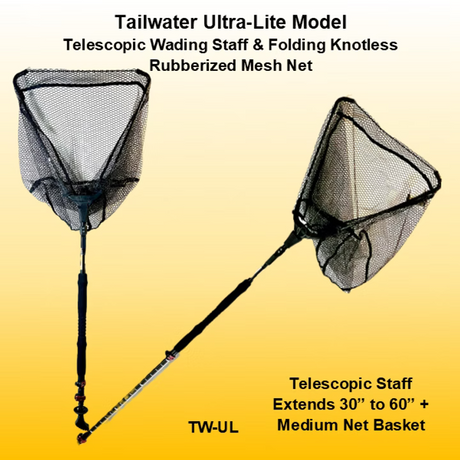 Tailwater | Ultra-Lite Telescopic Staff & Folding Rubber Fly Fishing Net