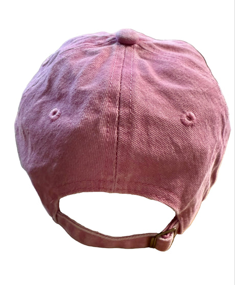 White Flower Embroidered Pink Baseball Cap